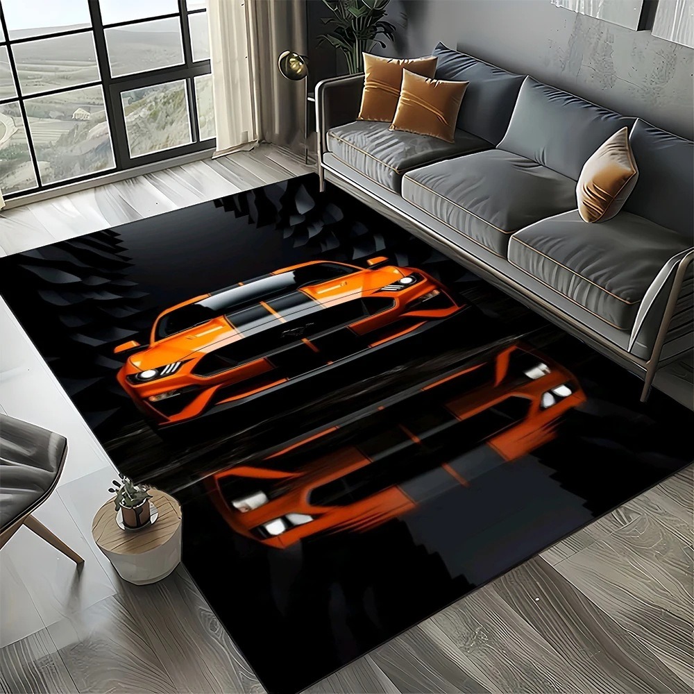Kids Outdoor Play Area - 3D Racing Car Motorcycle Large Carpet