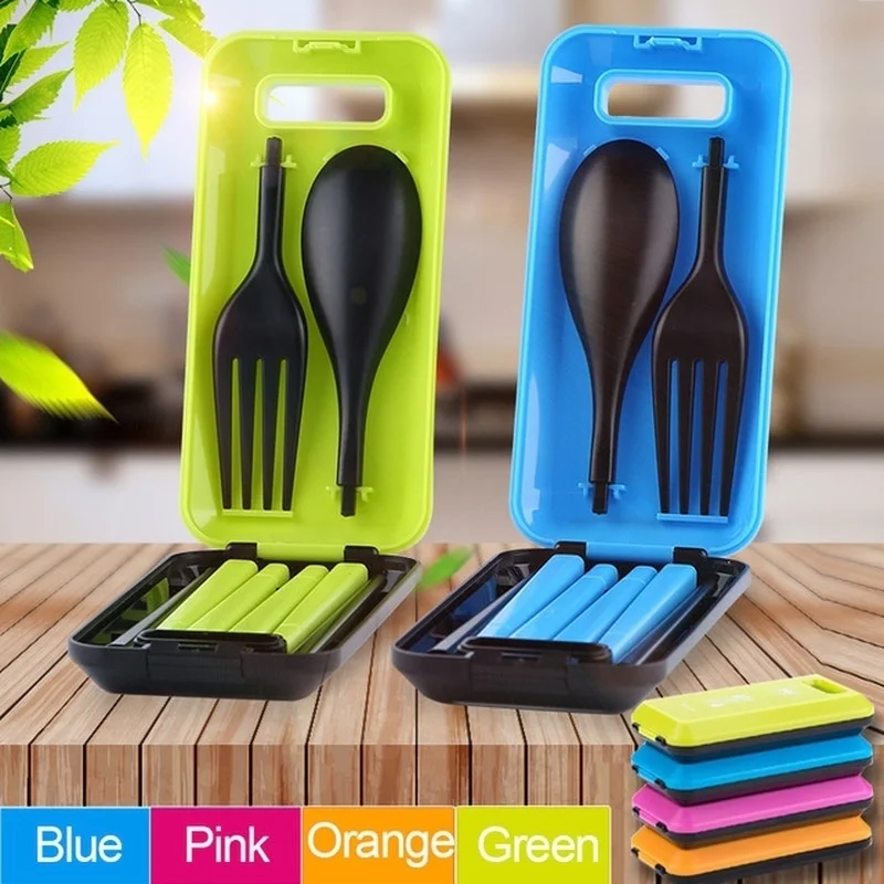 Kids Outdoor Dining Set - Folding Travel Dinnerware Set Tableware Cutlery