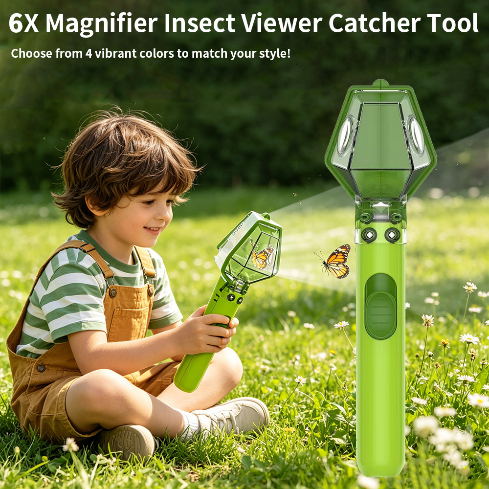 Kids Outdoor Education - 6X Magnifier Kids Bug Catcher, Clear