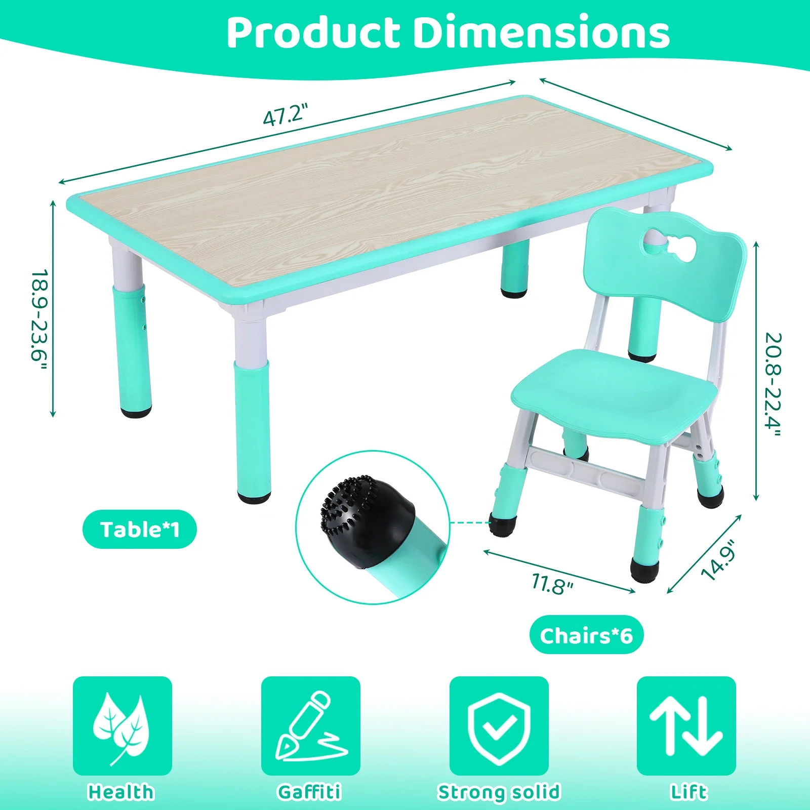 Kids Table and 6 Chairs Set He - Kids Outdoor Table And Chairs recension och pris