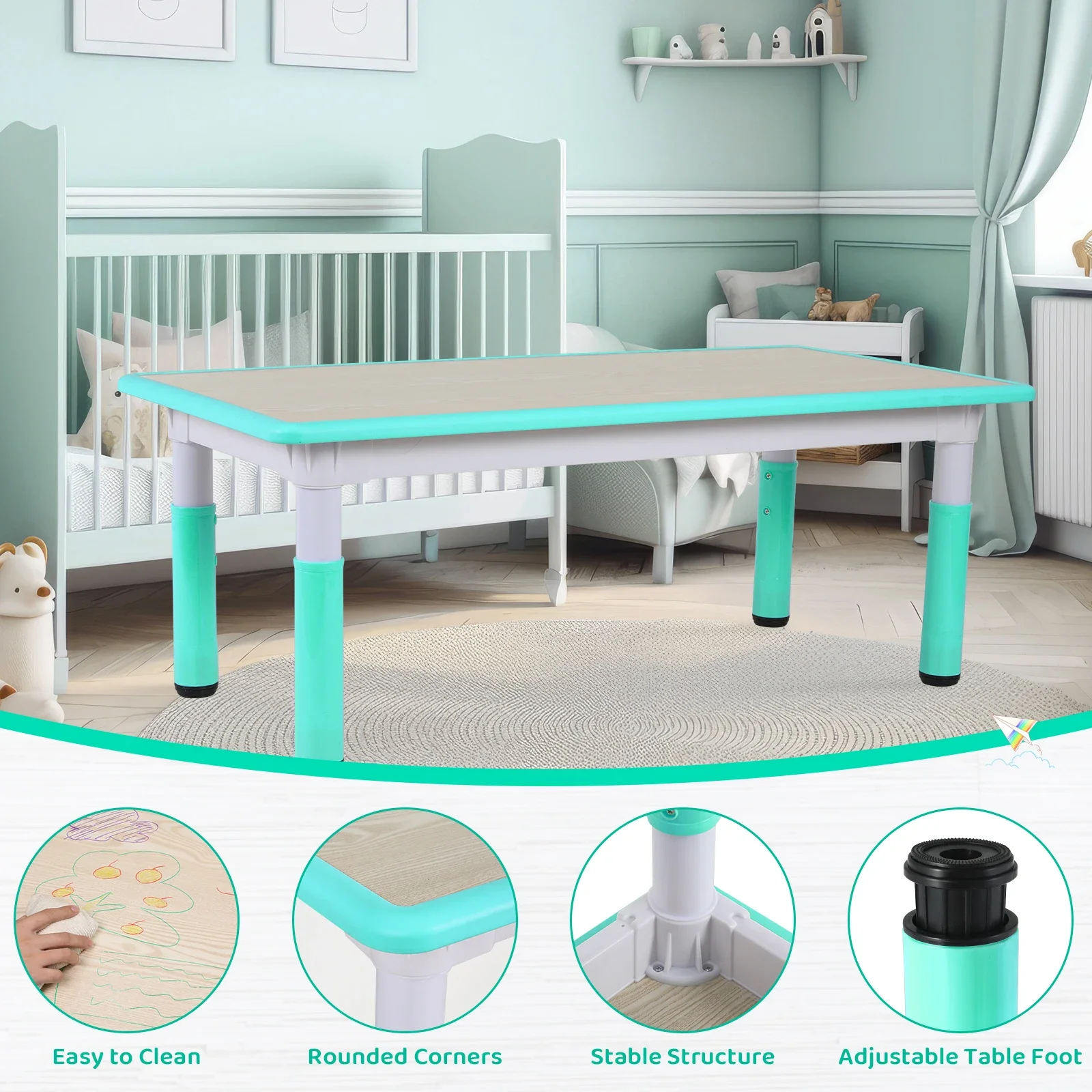 Kids Table and 6 Chairs Set He - Kids Outdoor Table And Chairs recension och pris