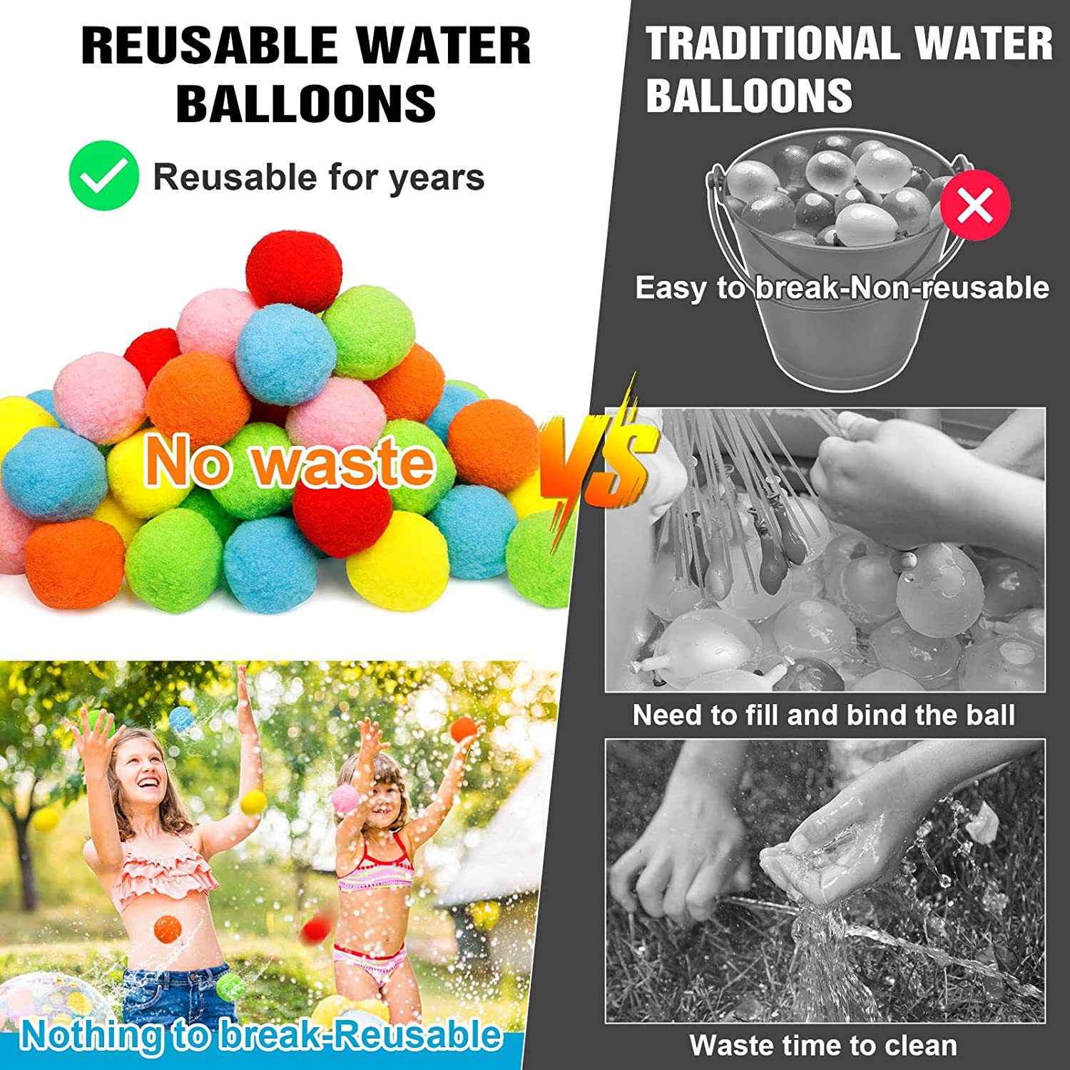 12/30/60Pcs Reusable Water Bal - Kids Outdoor Water Play recension och pris